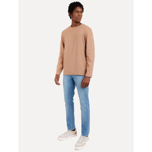 Blusa Aramis Masculina Regular Suedine Canelado Caqui