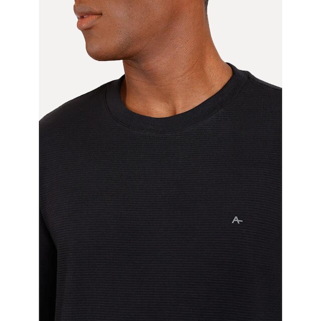 Blusa Aramis Masculina Regular Suedine Canelado Preta