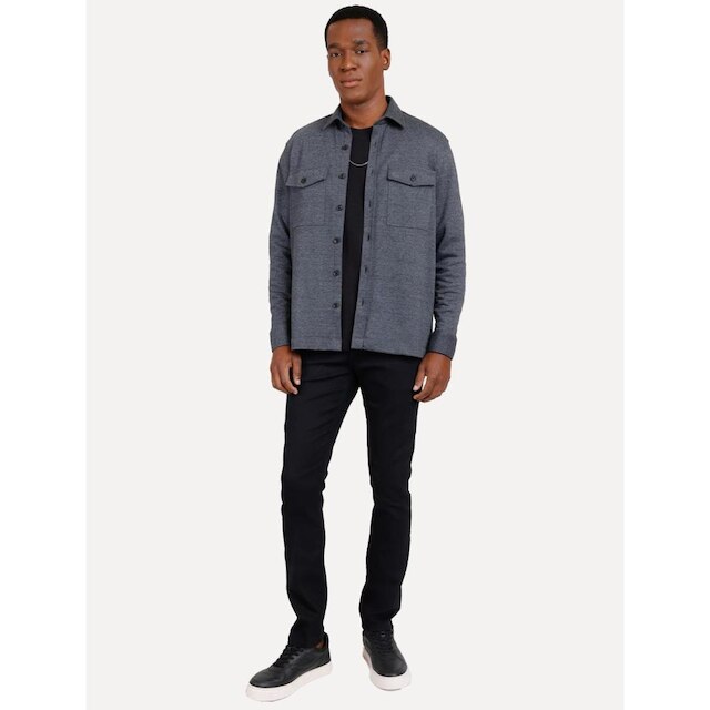 Blusa Aramis Masculina Regular Suedine Canelado Preta
