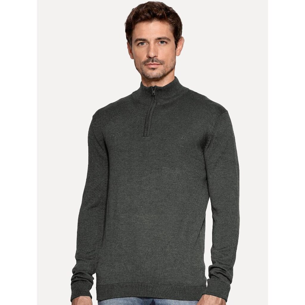 Blusa Aramis Masculina Tricot Gola Alta Half Zip Surton Grafite