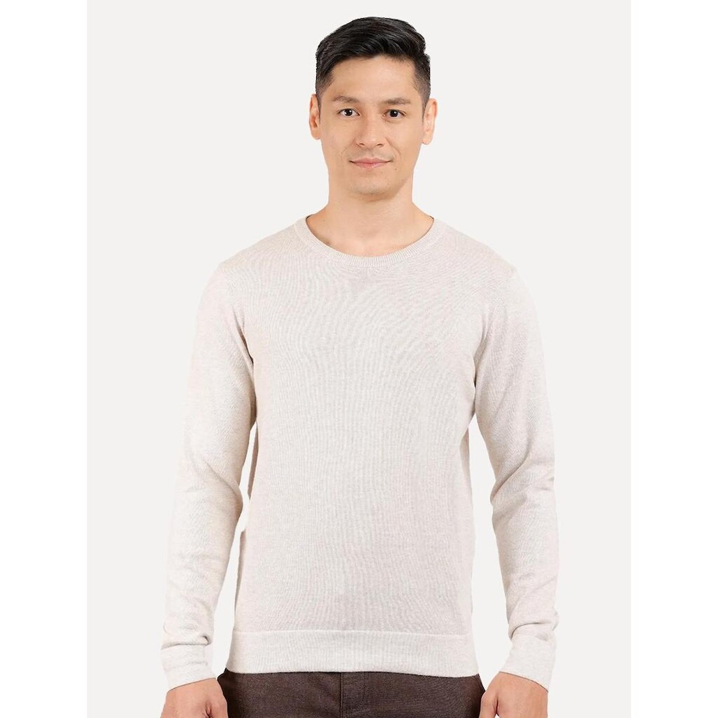 Blusa Aramis Masculina Tricot Gola Careca Areia
