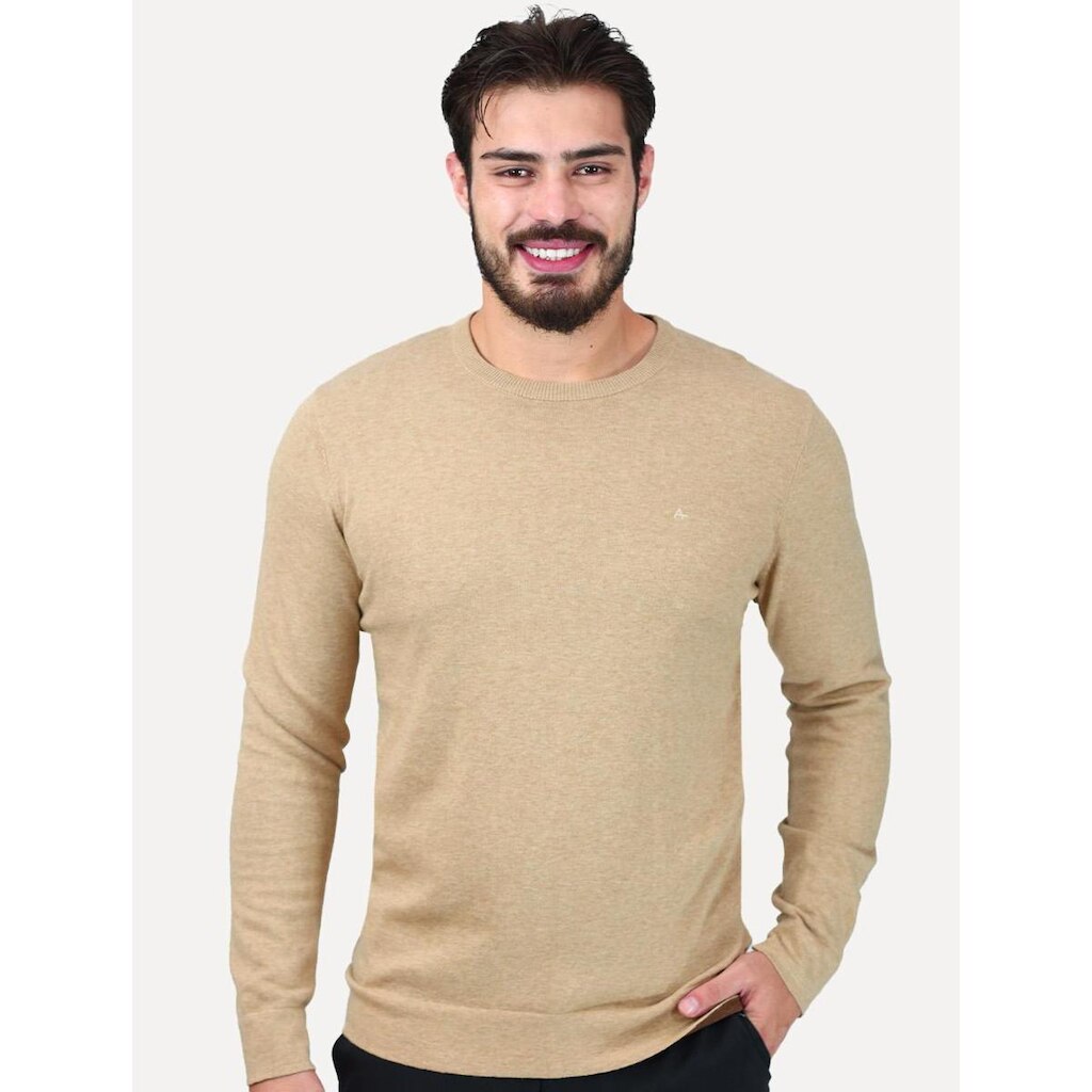 Blusa Aramis Masculina Tricot Gola Careca Cáqui TR.04.0215 021