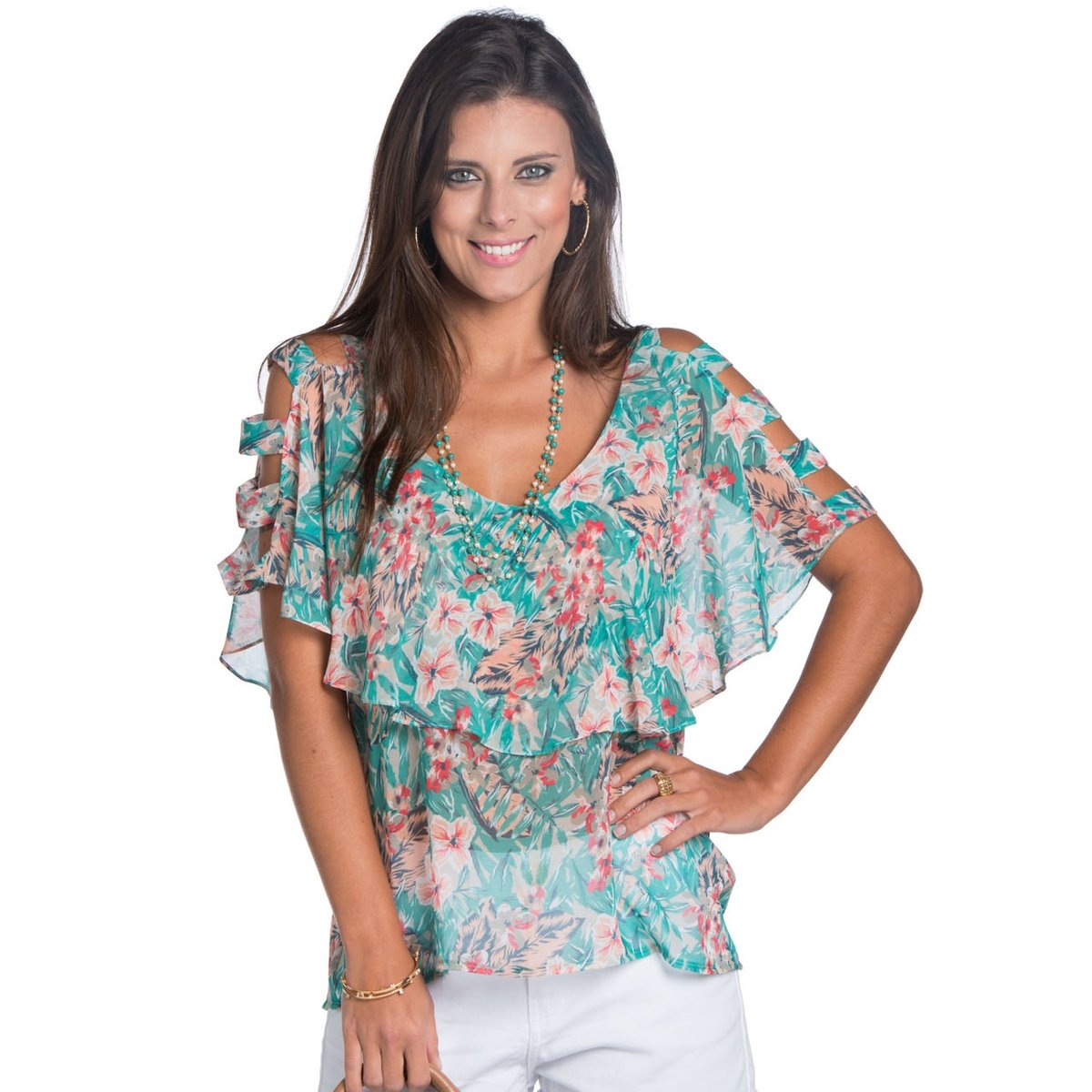 blusa com babado na frente