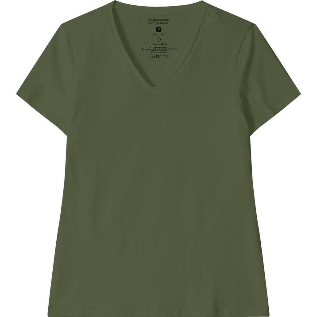Blusa Baby Look Feminina Gola V Basicamente Ref. 90443