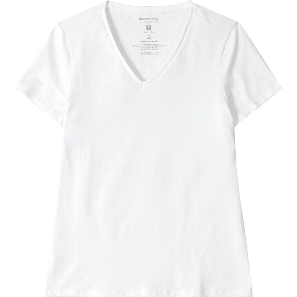 Blusa Baby Look Feminina Gola V Basicamente Ref. 90443