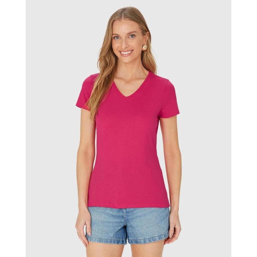 Blusa Baby Look Feminina Gola V Basicamente Ref. 90443