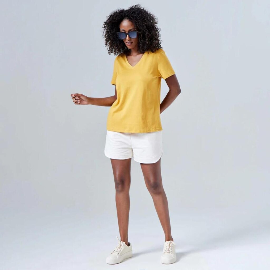 Blusa Baby Look Feminina Gola V Basicamente Ref. 90443