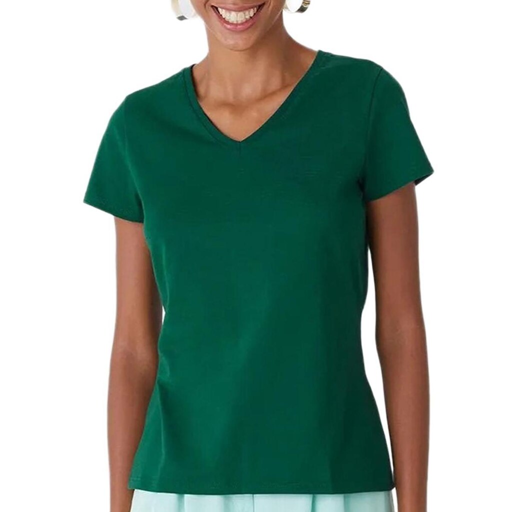 Blusa Baby Look Malwee 1000047373 Feminina Gola V Algodão T. P/XGG