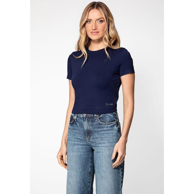 Blusa Baby Tee Hotfix GUESS Azul Escuro