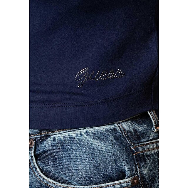 Blusa Baby Tee Hotfix GUESS Azul Escuro