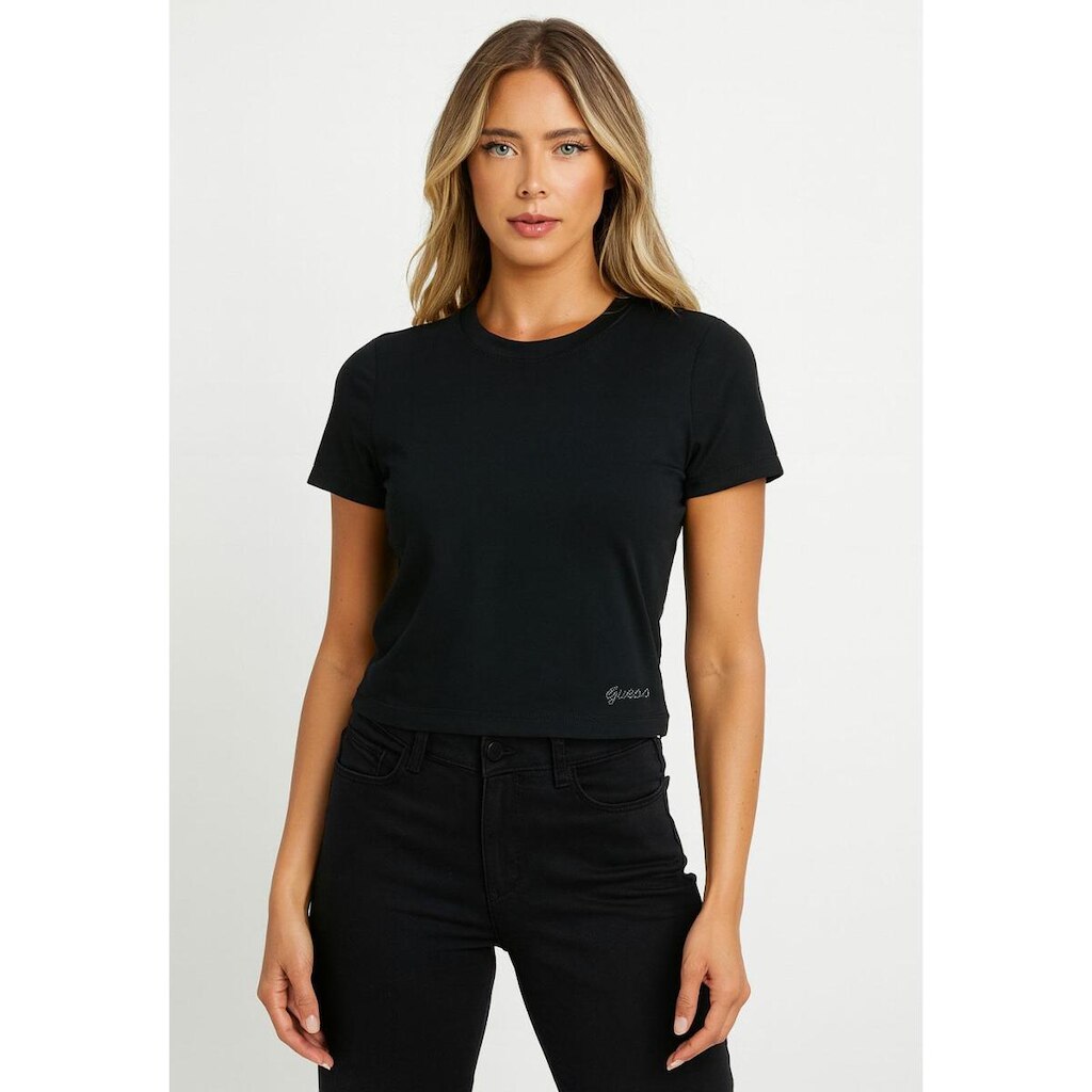 Blusa Baby Tee Hotfix GUESS Preto