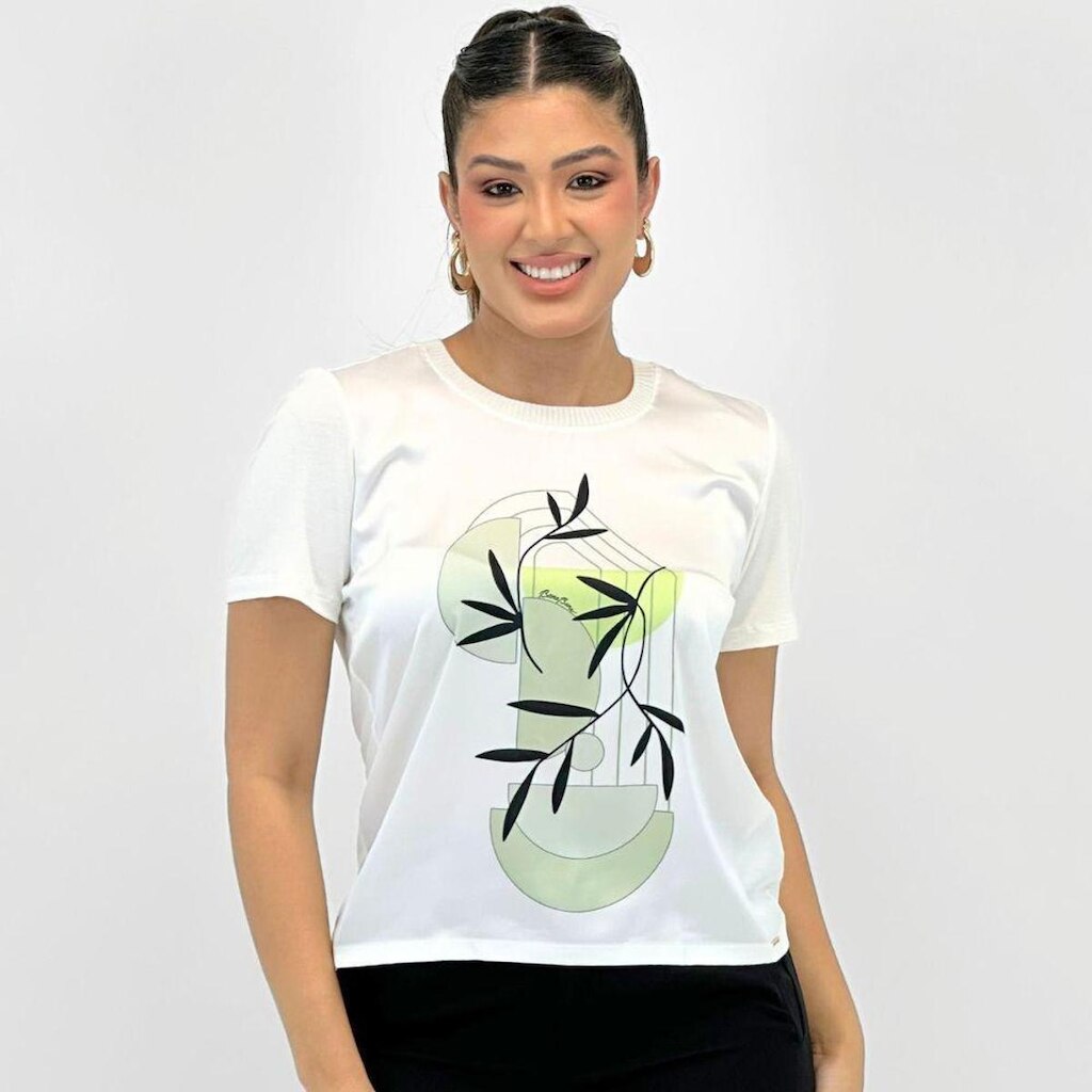 Blusa Bana Bana Manga Curta Estampada Feminina