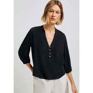 Blusa Básica Feminina Manga 7/8 Bufante - Caqui XG