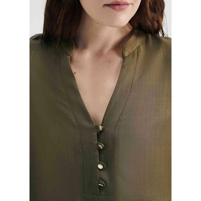 Blusa Básica Feminina Manga 7/8 Bufante - Caqui XG