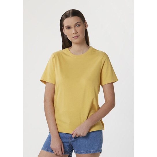 Blusa Básica Manga Curta World Regular - 201FWH0EN2 - Amarelo