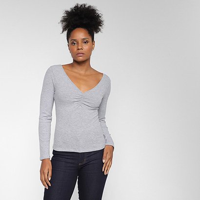 Blusa Básica Manga Longa Mercatto Feminina - Feminino