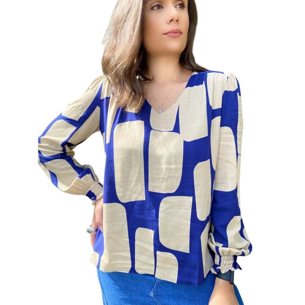 Blusa Bata Estampada Manga Longa