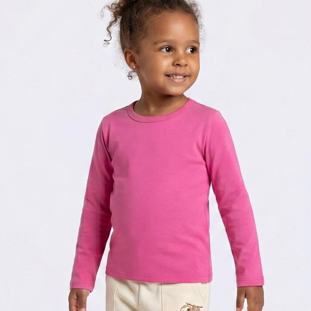 Blusa Bebê Menina Manga Longa Básica Lisa Upalôo