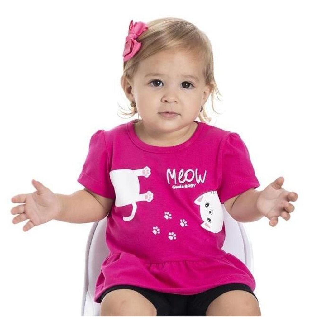Blusa Bebê Menina Verão Meow - Gueda