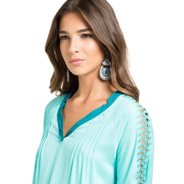 Blusa Bicolor Bordado Jade M