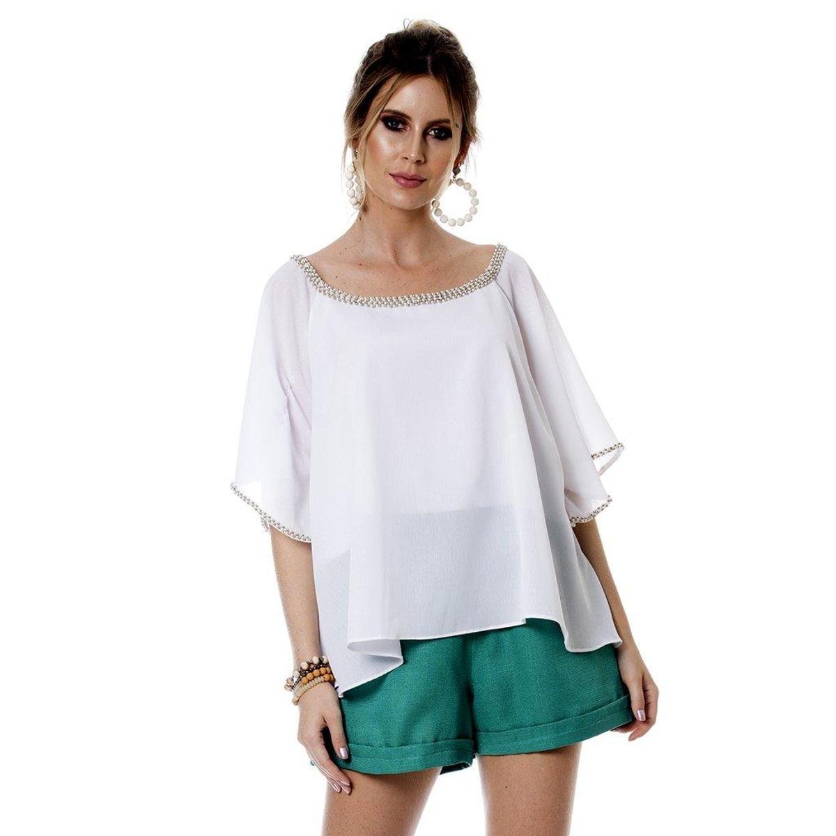 blusa crepe bordada
