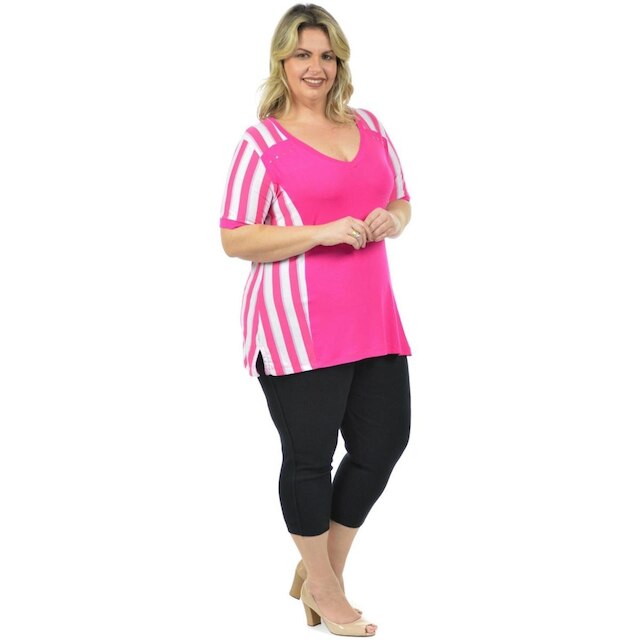 Blusa bonequinha plus size fenomenal Pink 56