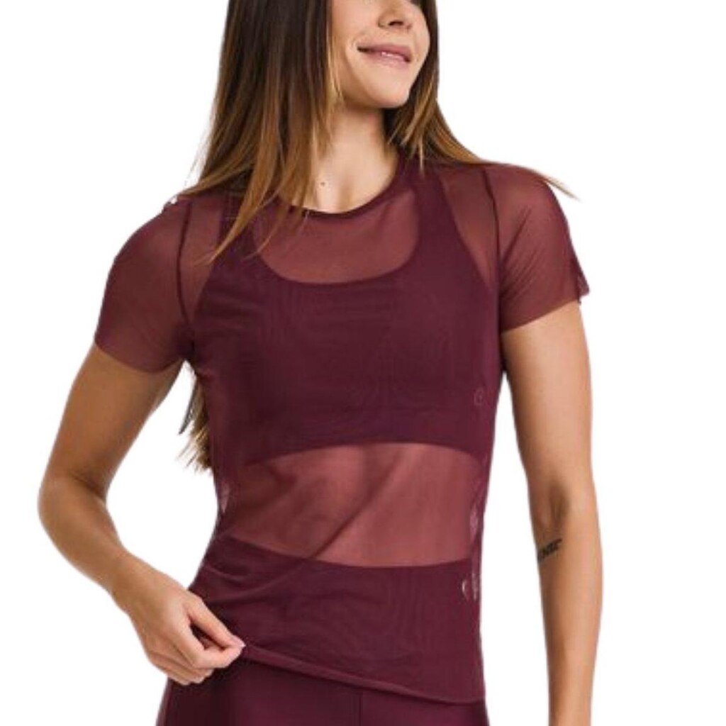 Blusa Caju Brasil Tela Drapeado Costas Feminina