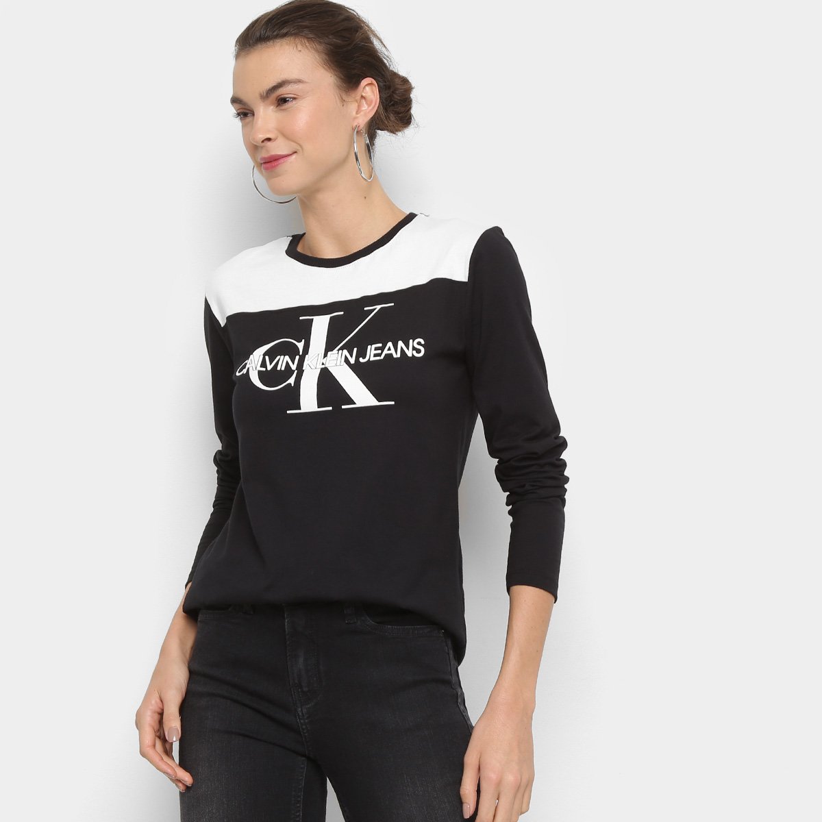blusa manga longa feminina calvin klein
