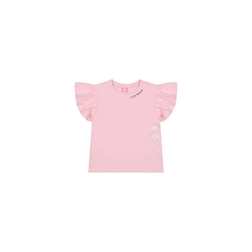 Blusa Camiseta Lilica Ripilica Com Babado Rosa Claro