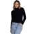 Blusa Canelada Gola Alta Serra e Mar Modas Manga Longa Blogueira Moda Casual - Preto