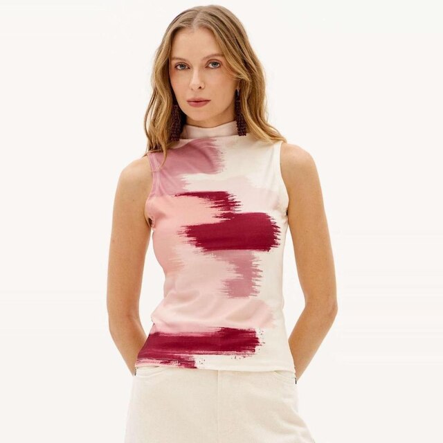 Blusa Canelada Lança Perfume Gola Alta Feminino