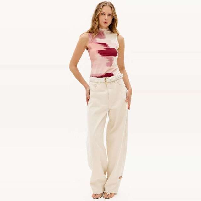 Blusa Canelada Lança Perfume Gola Alta Feminino