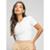 Blusa Canelada Manga Curta Feminina Moda Casual - Branco