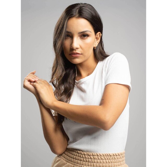 Blusa Canelada Manga Curta Feminina Moda Casual