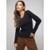 Blusa Canelada Manga Longa Feminina Casual - Preto