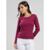 Blusa Canelada Manga Longa Feminina Casual - Vinho