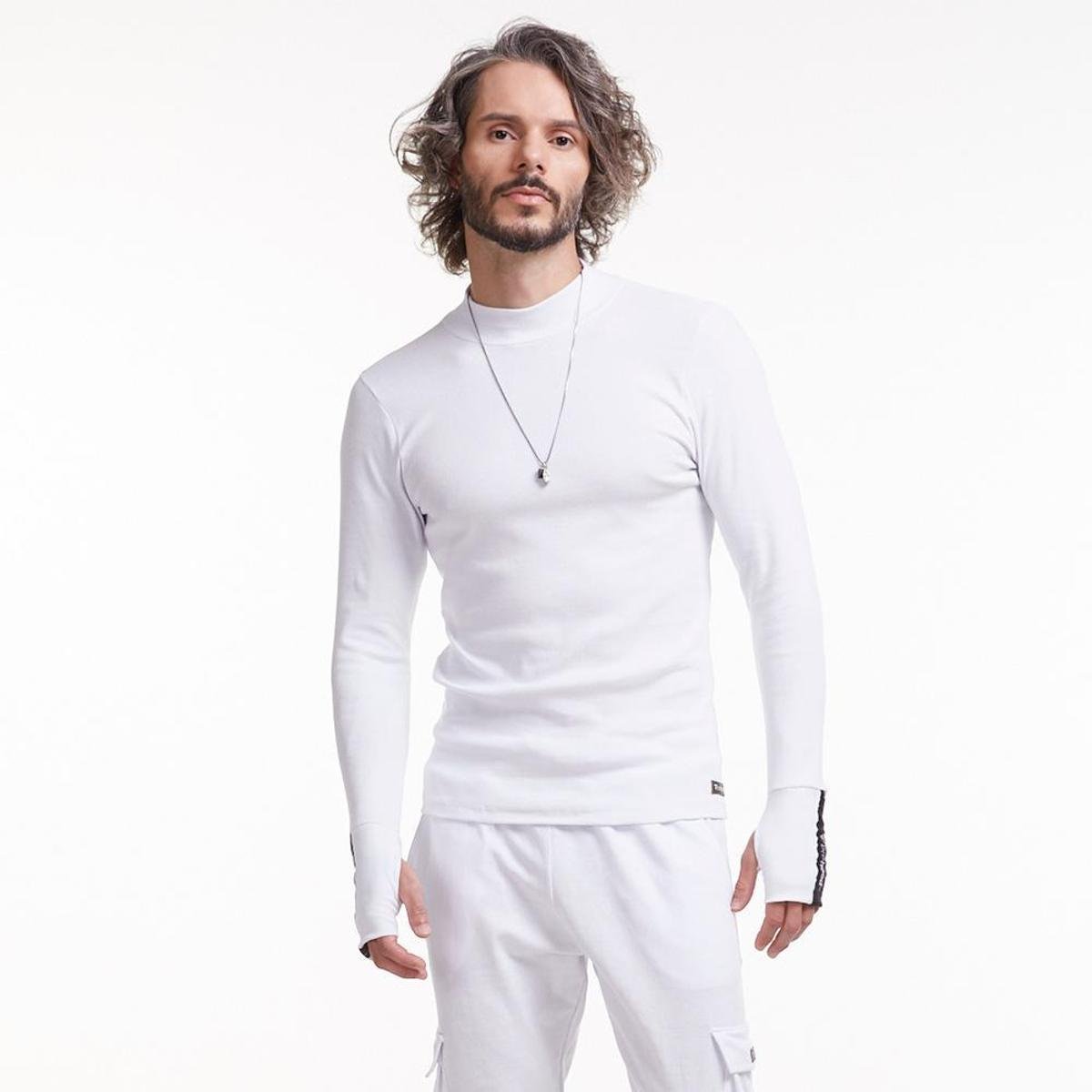 Blusa Canelada Masculina Brohood Manga Longa com Luva Branca EGG Menor preço em Blusa Canelada Masculina Brohood Manga Longa com Luva Branca EGG