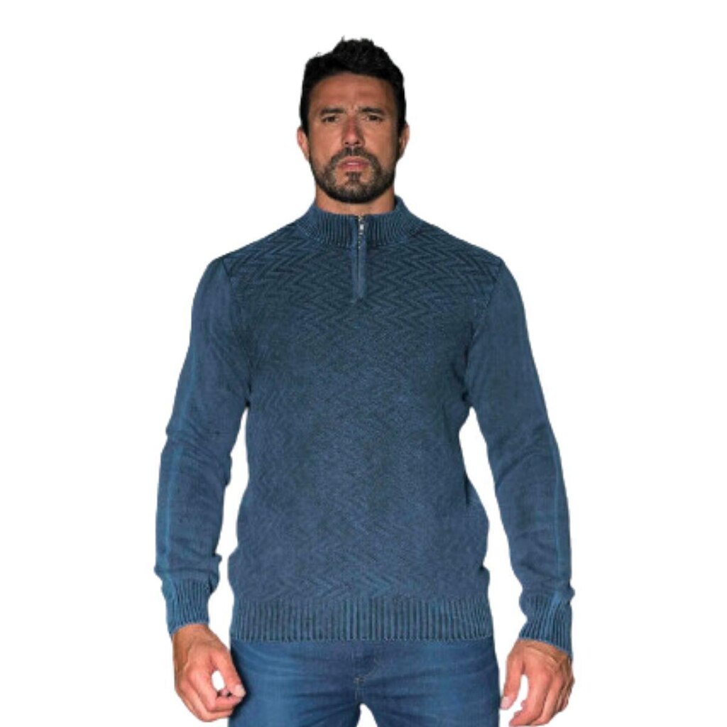 Blusa Casaco Tricot Masculina Malha Algodão Com Zíper P e M