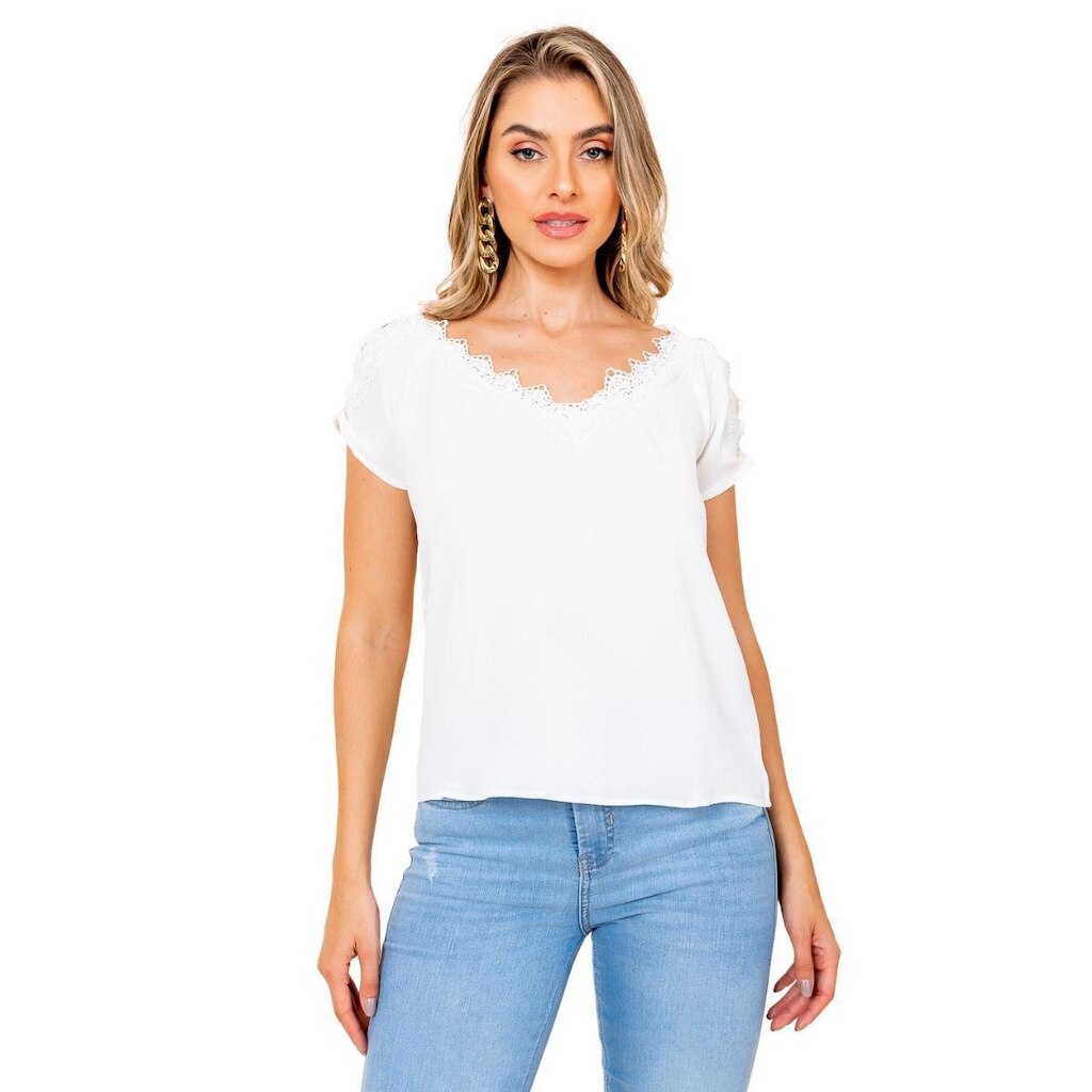 BLUSA CIGANINHA MANGA CURTA COM RENDA