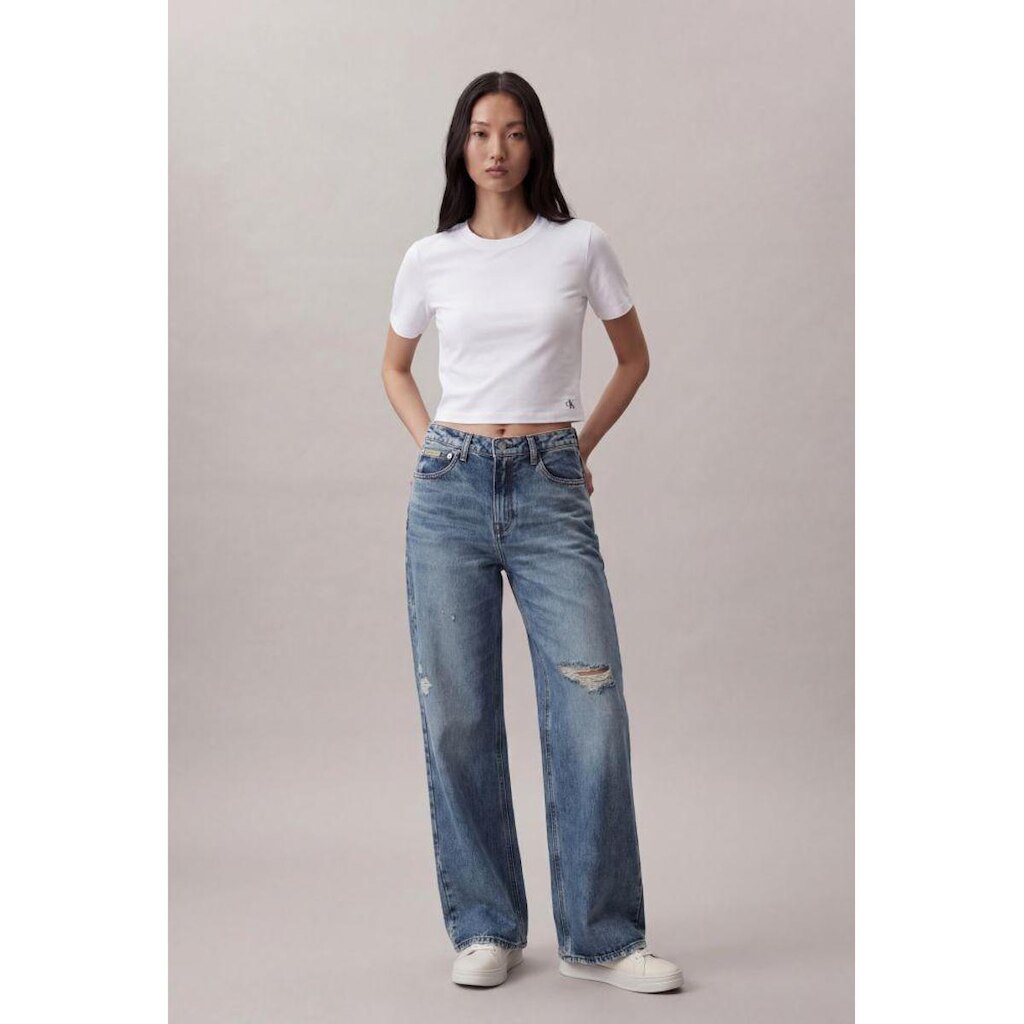 Blusa Ckj Fem Cropped Cotton - Branco