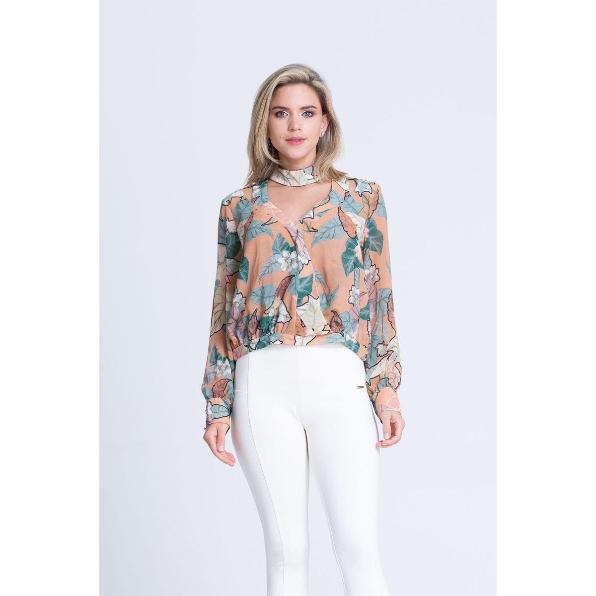Blusa Clara Arruda Recorte Busto Feminina - Coral Menor preço em Blusa Clara Arruda Recorte Busto Feminina - Coral