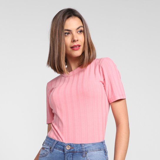 Blusa Colcci Básica Canelada Feminina - Rosa