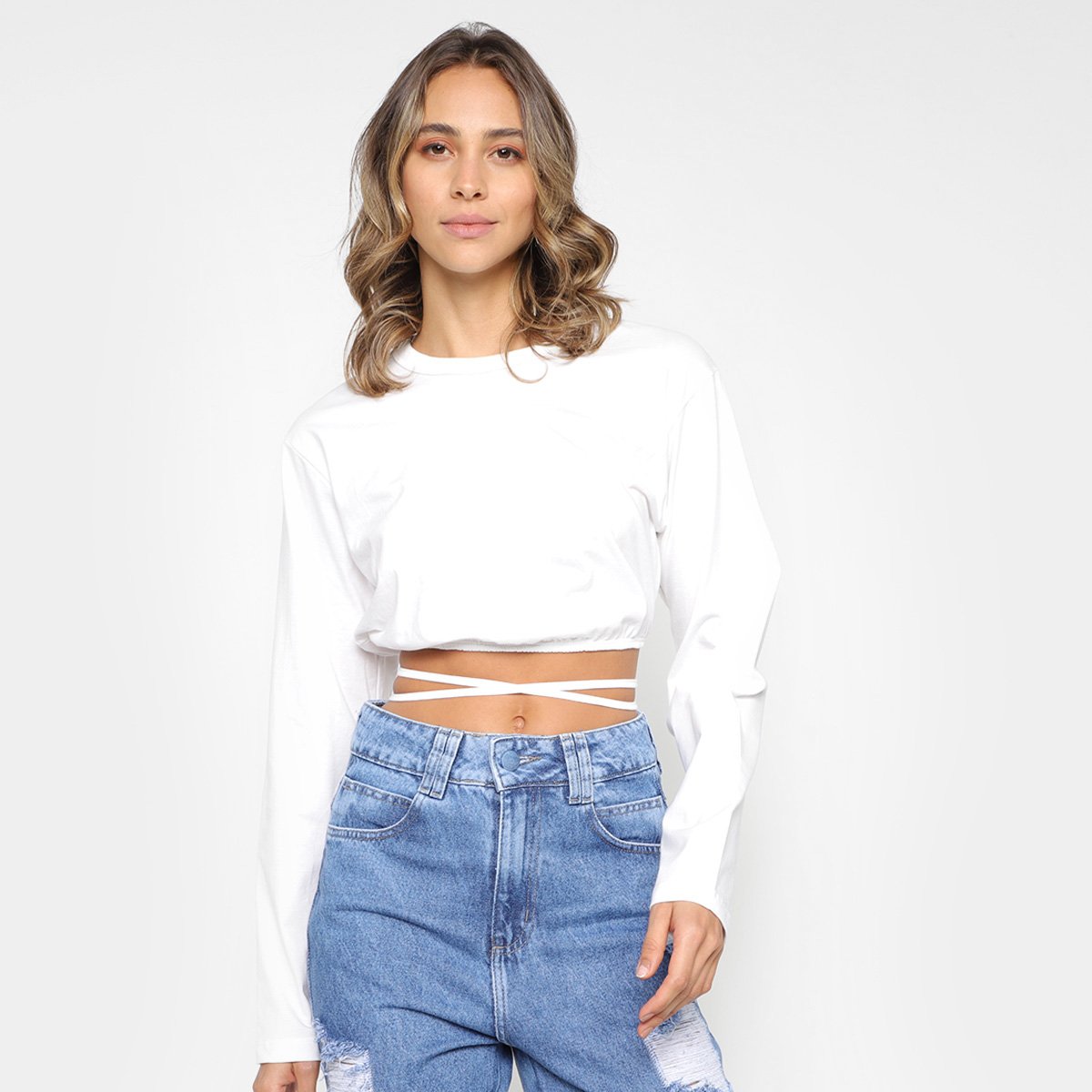 cropped manga longa colcci