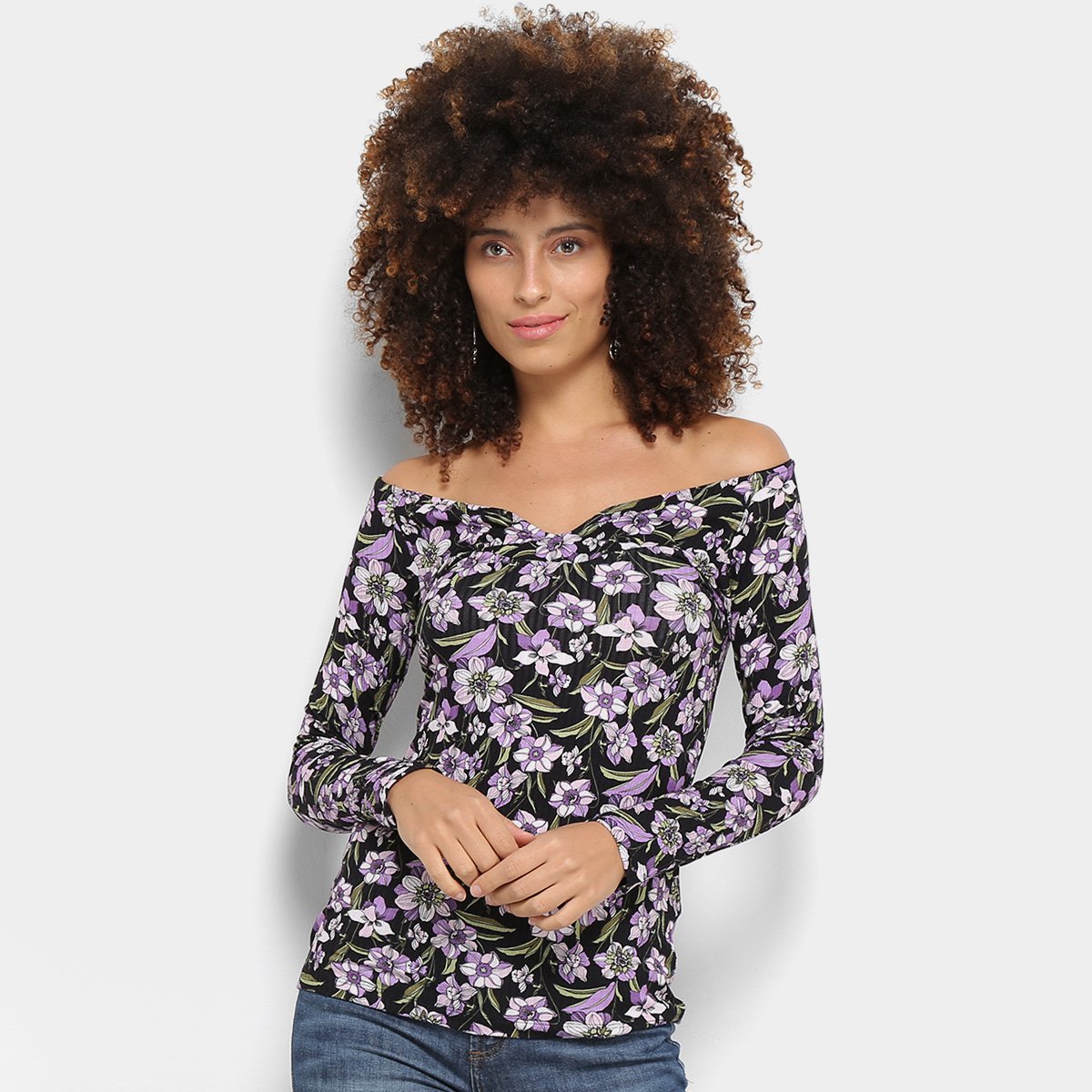 Blusa Colcci Estampa Floral Manga Longa Feminina - Roxo+Preto é ruim? Blusa Colcci Estampa Floral Manga Longa Feminina - Roxo+Preto é boa?