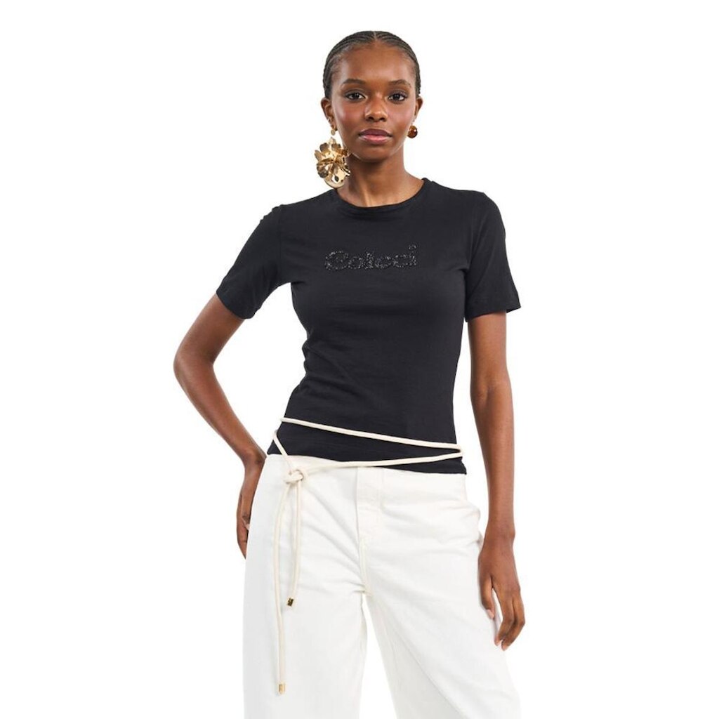 Blusa Colcci Feminina Com Logo em Brilho