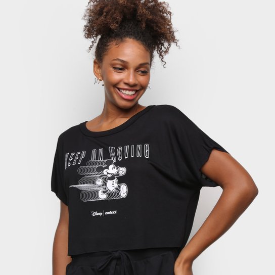 Blusa Colcci Keep Moving Mickey Feminina - Preto