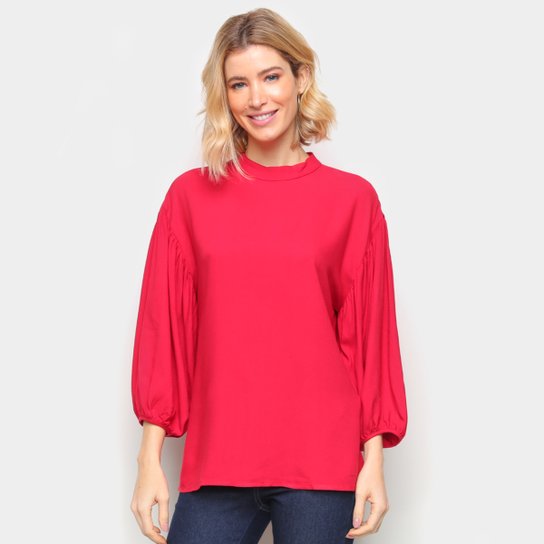 Blusa Colcci Manga Longa Ampla Feminina - Vermelho