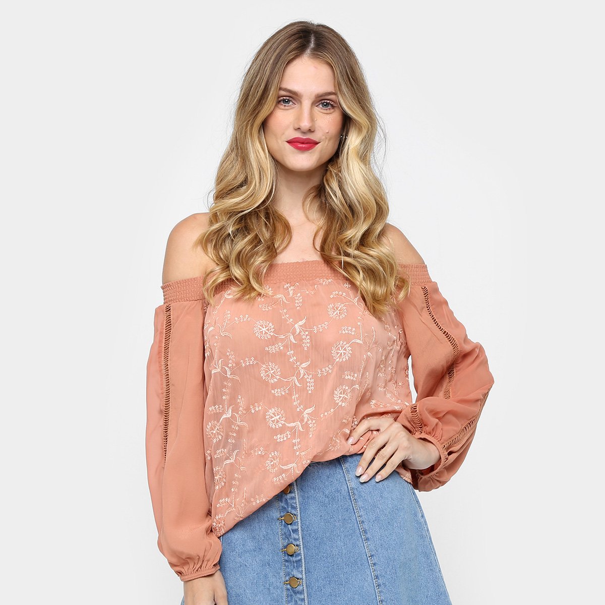 blusa ombro a ombro com elastico