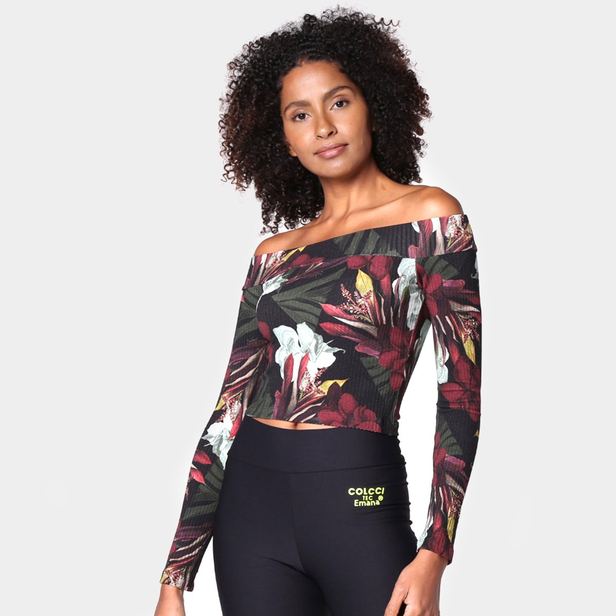 Blusa Colcci Ombro a Ombro Nature Manga Longa Feminina - Preto+Bordô Menor preço em Blusa Colcci Ombro a Ombro Nature Manga Longa Feminina - Preto+Bordô