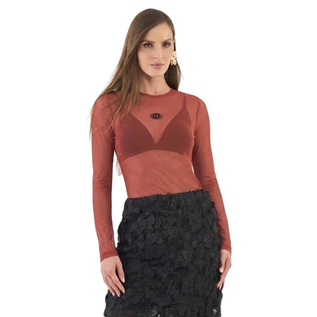 Blusa Colcci Slim Manga Longa Em Tule
